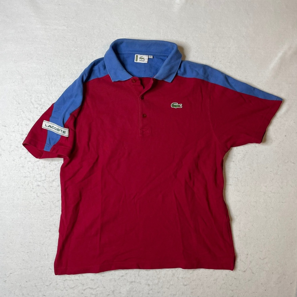 Vintage Lacoste Sport Colorblock Short Sleeve Polo Shirt Red‎ Blue Size 4